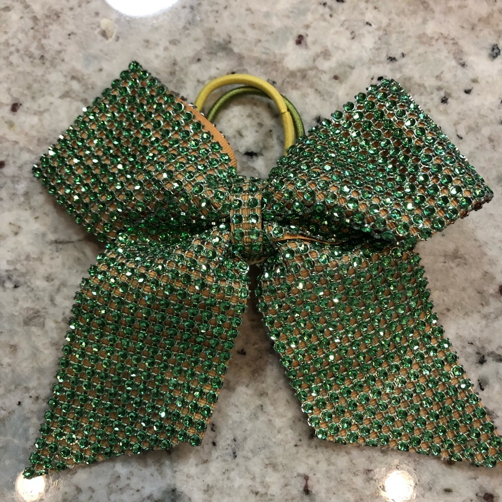 Green cheer bow with gems